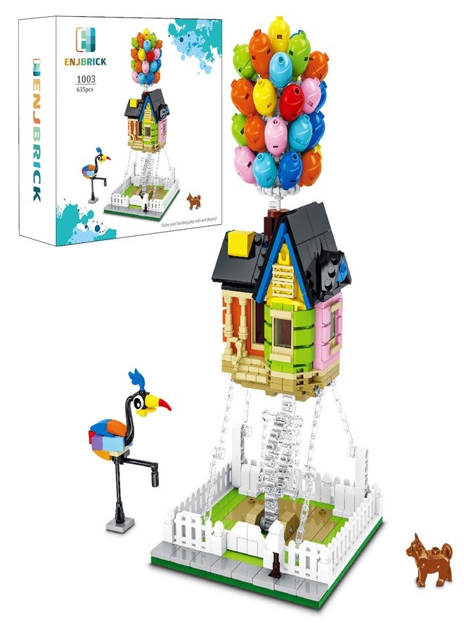 ENJBRICK مجموعة بناء منزل البالونات للأطفال من 8 إلى 14 سنة من ENJBRICK، 635 قطعة، مجموعة مكعبات بناء إبداعية، منحوتات تينسيغريتي - Image 1